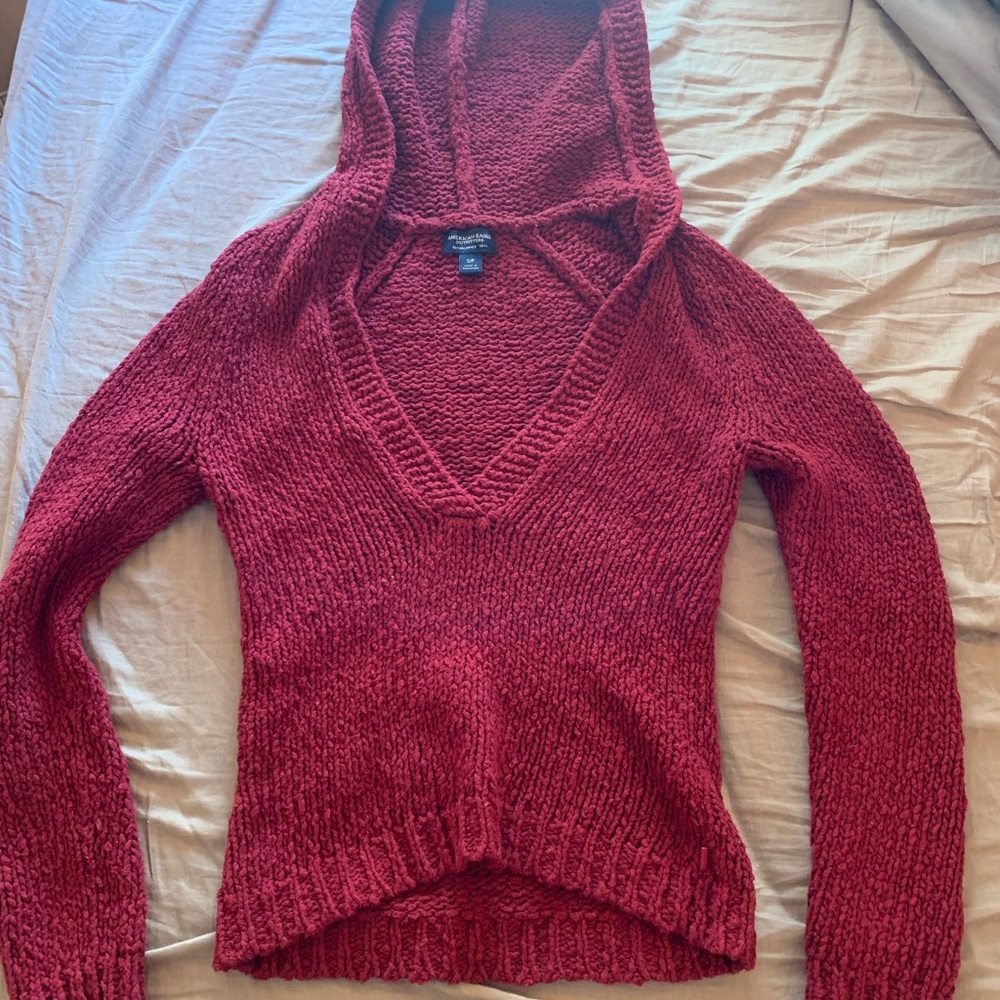 American Eagle Crimson Sweater with Hood.